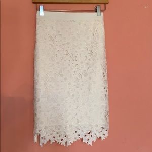 The Loft Ivory Lace Pencil Skirt